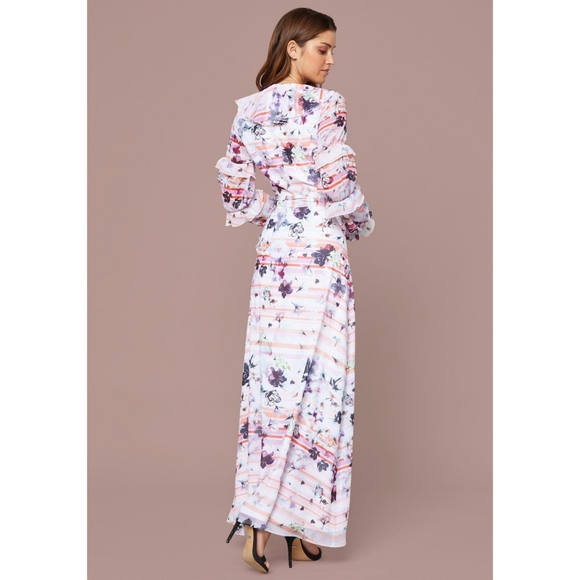 Bebe Ellis Side Slit floral Gown Dress size 4 - Picture 4 of 6